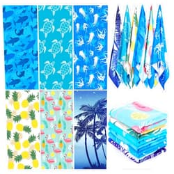Peryiter 6 Pcs Oversized Microfiber Beach Towels Sand Free Quick Dry Large Pool Towels Absorbent Camping Travel Blanket Set for Women Men Bath Beach(Tropical, 28 x 59 Inch, Colorful)