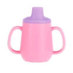 Nuby First Training Cup - Silicone Cup with Free-Flow Spout and Easy-Grip Design - 2 oz - 6+ Months - Purple and Pink