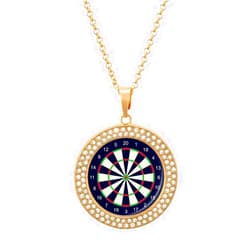 Oyihfvs Target Board For Darts Round Diamond Pendant, Golden Keepsake Memorial Necklace for Men Women Gift, alloy Dog Necklace Keychain Tag Jewelry