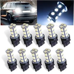Leediga 10 PCS 3157 LED Bulbs, 6500K Super Bright Reverse Light Brake Turn Signal Lights, Non Polarity Tail Brake Light Bulbs, Universal for Most Cars Trucks Vans (White)