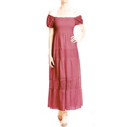 Anna-Kaci Women’s Boho-Chic Off-Shoulder Lace Maxi Dress with Smocked Detailing
