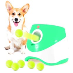 SOCO Dog Ball Launcher Automatic,10-30 FT Distance, USB Rechargeable Ball Thrower, LED Indicator Dog Toy, Included 6 Mini Tennis balls (2