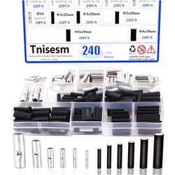 Tnisesm 240 Pcs Non-Insulated Butt Connectors Assortment Kit,Seamless Uninsulated Butt Connectors, Butt Splice Wire Connectors, Electrical Crimp Terminals Tn-24