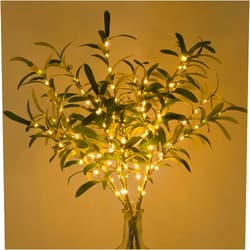 Waipfaru 5pcs 29'' Olive Branches for Vases with Battery Operated Lights, Lighted Olive Tree Branches with Timer, Artificial Greenery Stems Decor for Centerpieces Flower Arrangements Vases