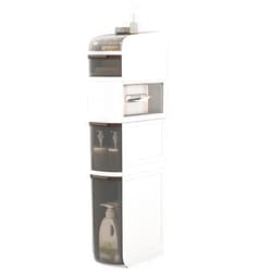 Giantex 5-Tiers Narrow Bathroom Storage Cabinet, Slim Rolling Toilet Paper Organizer w/Drawers, Tissue Box, Movable Plastic Storage Cart for Laundry Living Room Kitchen (17” x 7” x 38.5”(5 Tiers))