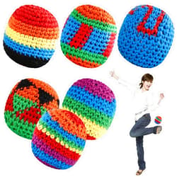 Winfree Woven Knitted Footbags Set, Crochet Kick Bags, Handmade Cotton Foot Bag Balls for Juggling, Kicking, Outdoor Play and Party Games,Random Colors and Styles (6)