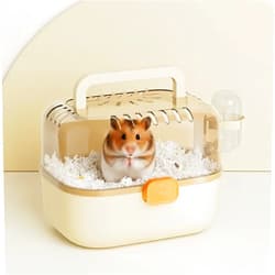 Misyue Hamster Carrier Cage with Water Bottle for Golden & Dwarf Hamsters, Travel Cage for Small Animals, Easy-Carry Transparent Plastic Pet Carrier for Vet Visit Escape-Proof with Great Ventilation