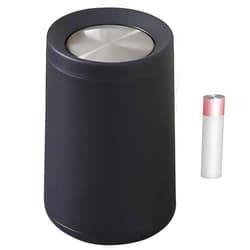 YOJIA 10L / 2.6Gal Metal Black Trash Can with Lid, Conical Garbage Can with Removable Inner,Decorative Unique Black Garbage Can for Bathroom, Bedroom,Office,Hotel,Dorm,Rest Room,Dresser (Black)