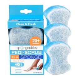 Spongeables Spongables Pedi Scrub Foot Exfoliating 20+ Wash Sponge, Clean & Fresh, 3 Count