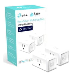 Kasa Smart Plug, Matter Compatible, Energy Monitoring, Compact Design, 15A/1800W Max, Super Easy Setup, Works with Apple Home, Alexa & Google Home, UL Certified, 2.4G Wi-Fi Only, White, KP125M(2-Pack)
