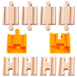 Orbrium® Toys 8 Pcs Wooden Train Track Male-Male Female-Female Adapter Pack Fits Thomas Brio Chuggington Set