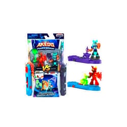 Akedo Legends of Akedo Power Storm - Versus Pack - 2 Mini Battling Warriors and 2 Battle Controllers - Burndown Versus Shred Head