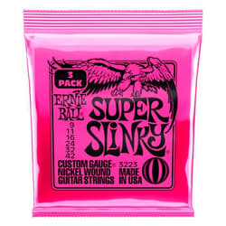 Ernie Ball Super Slinky Nickel Wound Electric Guitar Strings 3-pack, 9-42 Gauge (P03223)
