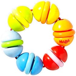 HABA Clatterit Wooden Clutching Toy with Plastic Rings (Made in Germany)