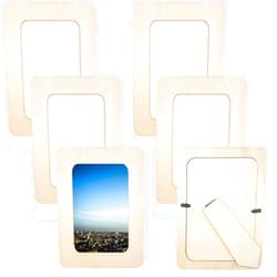 RYKOMO 6 PCS DIY Wood Picture Frames Unfinished Solid Wood Photo Picture Frames for 4 x 6 in Photos, Standing Wooden Photo Frames for Crafts Wood, DIY Painting, Arts Projects (Rectangle)