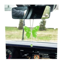 zipelo Bling Butterfly Diamond Car Accessories, Crystal Car Rear View Mirror Charms for Women, Car Decoration Lucky Gifts Hanging Interior Crystal Ornament Pendant Decor for All Cars (Light Green)