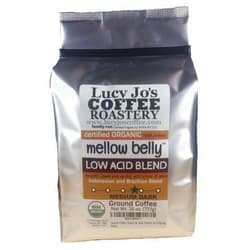 Lucy Jo's Coffee, Organic Mellow Belly Low Acid Blend, Medium Dark Roast, Ground, 26 Oz