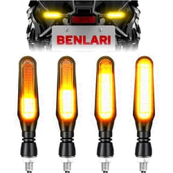 Benlari 4PCS Flowing LED Motorcycle Turn Signals 12V Super Bright Universal Sequential Front Rear Turn Signal Lights Waterproof IP67 Compatible with Harley Honda Yamaha Triumph Suzuki Kawasaki