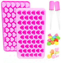 AITRAI Silicone Molds for Wax Melts, 2 Pack Silicone Mini Heart Molds with 2 Droppers, Ice Cube Heart Molds Mini Candy Molds for Love Chocolate Candy Jelly Cake Soap Ice Cube Tray Gummy DIY