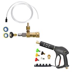 M MINGLE Adjustable Chemical Injector Kit for Pressure Washer, Short High Pressure Washer Gun, 5000 PSI