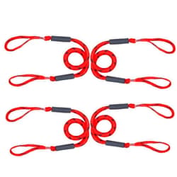 AQINGR Boat Dock Bungee Ties Bungee Dock Line Mooring Rope Shock Bungee Docking Rope for Boat Kayak Jet Ski 4 Feet 4 Pack Red&Black