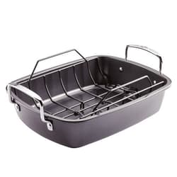 Circulon Ultra Lasting Nonstick Roaster/Roasting Pan with Easy Serve Rack, 17 Inch x 13 Inch, Black