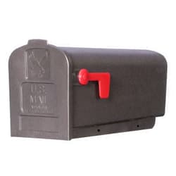 Gibraltar Deluxe Polybox Plastic Post Mounted Black Mailbox 9-9/16 in. H x 7-7/8 in. W x 19-3/8 in. L