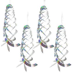 Sfcddtlg 4Pcs Bird Repellent Spiral Reflectors-15.8 Inch Hanging Reflective Bird Deterrent Device for Drive Birds Woodpeckers Pigeons Geese Away from The House Garden Swimming Pool
