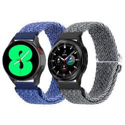 Qimela 2-Pack Sport Bands Compatible for Samsung Galaxy Watch 7 6 5 4 40mm 44mm,Galaxy Watch 6 4 Classic Band 42mm 46mm 43mm 47mm/Watch 5 Pro Band 45mm/Active 2,Stretchy Braided 20mm Replacement Strap