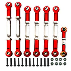 BingHFobbyHuo Stainless Steel Adjustable Turnbuckles Set/Camber Links with Rod Ends Set for 1/10 Traxxas Slash 4X4 2WD /Rustler 2WD 4X4/Hoss 2WD 4X4/ Stampede 2WD 4X4/ Upgrades Part（red）
