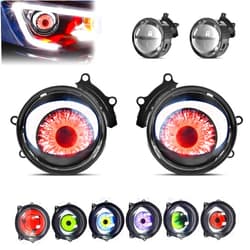 ROFALI Devil Eyes Light For Cars, Led Dynamic Big Eye Lights, Eyes Light For Cars, Devil Eyes Automotive Light Bulbs, 6 Modes Adjustable Eye Color Demon Eye Headlights, For Any Car Model, With Remote Control