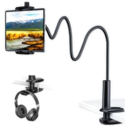 KDD Gooseneck Tablet Stand, 360° Adjustable Phone & iPad Holder for Bed and Desk, Flexible Arm Mount Clip for Video Recording, Bedside & Headboard Clamp for iPad Pro 12.9, Mini, Kindle