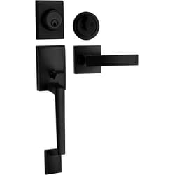 Berlin Modisch Single Cylinder HandleSet with Lever Door Handle (for Entrance and Front Door) Reversible for Right and Left Handed deadbolt Handle Set Iron Black Finish