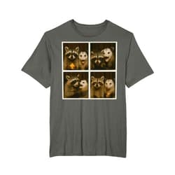 Funny Raccoon And Possum Best Friend Humor Designs Funny Possum and Raccoon Photobooth Selfie Trash Feral Women T-Shirt