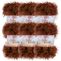 BambooMN JubileeYarn Feather Whimsy Eyelash Yarn - 50g/Skein Fine Polyester Fur - Brown - 6 Skeins
