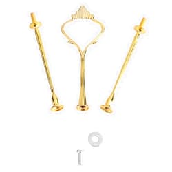 Mothinessto Tiered Tray Hardware 2 Tier Tray Two Tiered Tray Cake Tray Stand Handle Fruit Plate Hardware Fitting Holder (Two-Tier Small Round Gold)