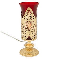 Christian Brands Religious, Church & Catholic Gifts, 1pc Ornate Sanctuary Light Holder with Ruby Globe - Electric