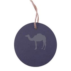CustomGiftsNow Personalized Custom Camel 3.125-inch Circle Slate Hanging Christmas Tree Ornament