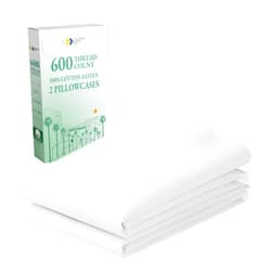 California Design Den Luxuriously Soft 600 Thread Count 100% Cotton King Size White Pillowcase Set of 2, Fits King Pillows