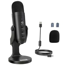 ZealSound USB Microphone,Condenser Computer PC Mic,Plug&Play Gaming Microphones for PS 4&5.Headphone Output&Volume Control,Mic Gain Control,Mute Button Vocal,YouTube Podcast on Mac&Windows(Black)