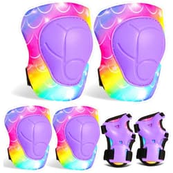 FIODAY Knee Pads for Kids Mermaid Protective Gear Set Adjustable Knee Pads and Elbow Pads with Wrist Guard for Girls Roller Skates Cycling Bike Skateboard Inline Skatings Scooter, 3~8 Years