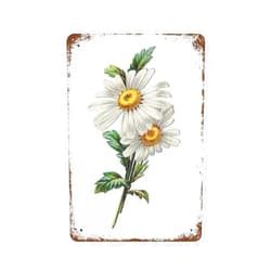PICFORT Vintage Tin Signs Flowers White Daisy With Dew Drop Metal Sign Retro Wall Decor For Home Cafes Office Store Sign Gift Wall Art Plaque Gift For Women Men 8x5.5 Inch Plaque Tin Sign