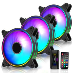 EZDIY-FAB Moonlight 120mm RGB Case Fan with Fan Hub X and Remote,Motherboard Aura SYNC,Speed Control,ARGB Fan for PC Case-3 Pack