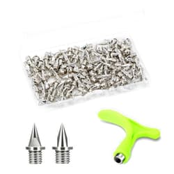 Nuolifee 3/8 Inch Track Spikes, 120 Pieces Steel Shoe Spikes Replacements and Spike Wrench for Sports Running Track Shoes