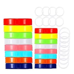 TINMIX Canning Lids - 8 PCS WIDE Mouth & 8PCS REGULAR Mouth Mason Jar Lids with Silicone Seals Rings for Ball, Kerr and More - Leak-Proof and Food Grade Colored Plastic Storage Caps for Mason/Canning Jars
