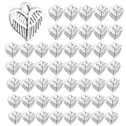 Framendino, 100 Pieces Angel Wings Charms Feathers Charms Vintage Alloy Heart Shape Angel Wing Dangle Pendants for DIY Bracelet Necklace Jewelry Making Supplies Gifts