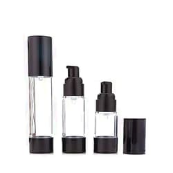 Ergonflow 3Pcs/lot 15ML 30ML 50ML Empty Black Airless Lotion Cream Pump Plastic Container Cosmetic Bottle Dispenser Travel Refillable Containers