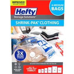 Shrink-Pak Hefty Shrink-Pak Vacuum Storage Bags – For Clothes, Pillows, Towels, Blankets & More – Space Saver Vacuum Suction Sealer Bags for Home or Travel – 6 Medium Bags, 23 x 18 Inches