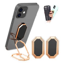 Tensea Ceephouge Phone Ring Holder Finger Kickstand 360 Rotation, Foldable Metal Phone Gripper for Back of Phone Compatible for Magnetic Car Mount, iPhone & All Cell Phones Tablets (Rose Gold 2 Pack)