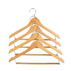 Proman Products Kascade Wooden Hanger, Shoulder Notches, Locking Bar in Natural, 50 pcs / box